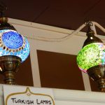two turkish glass lamps